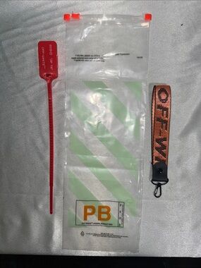 Off-White Red Zip Tie and Orange Logo Wrist Strap Phone Accessory Set🔥New!